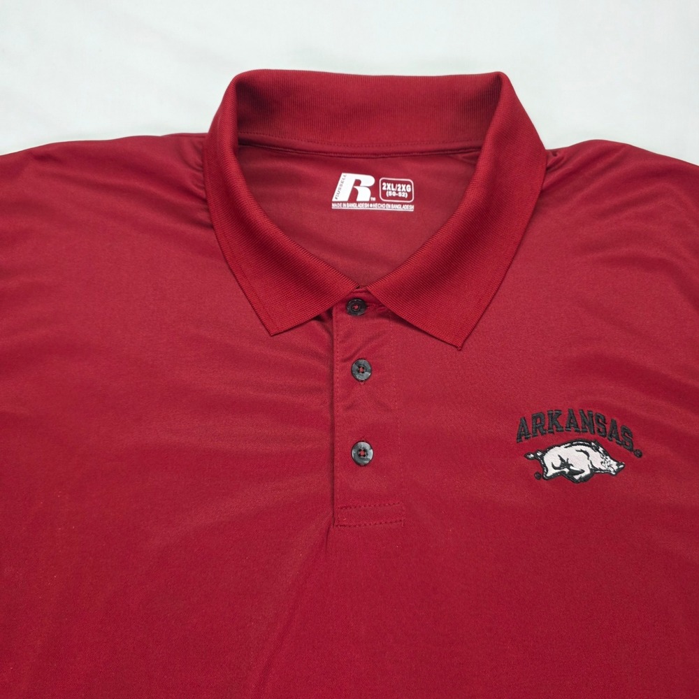Russell Athletic Arkansas Razorbacks Polo Shirt Mens 2XL Cardinal Red NWT